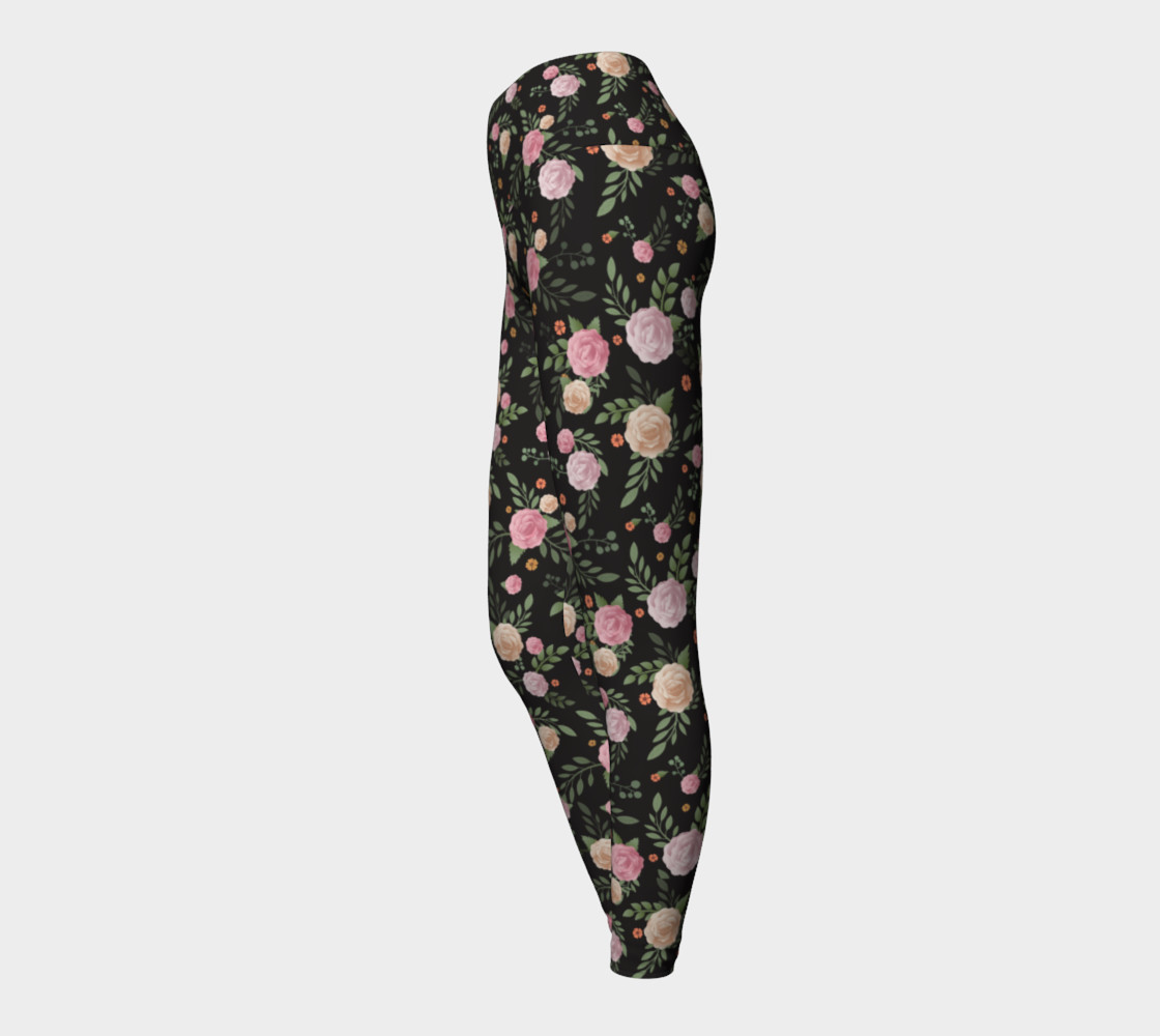 Black Floral Yoga Leggings preview #3