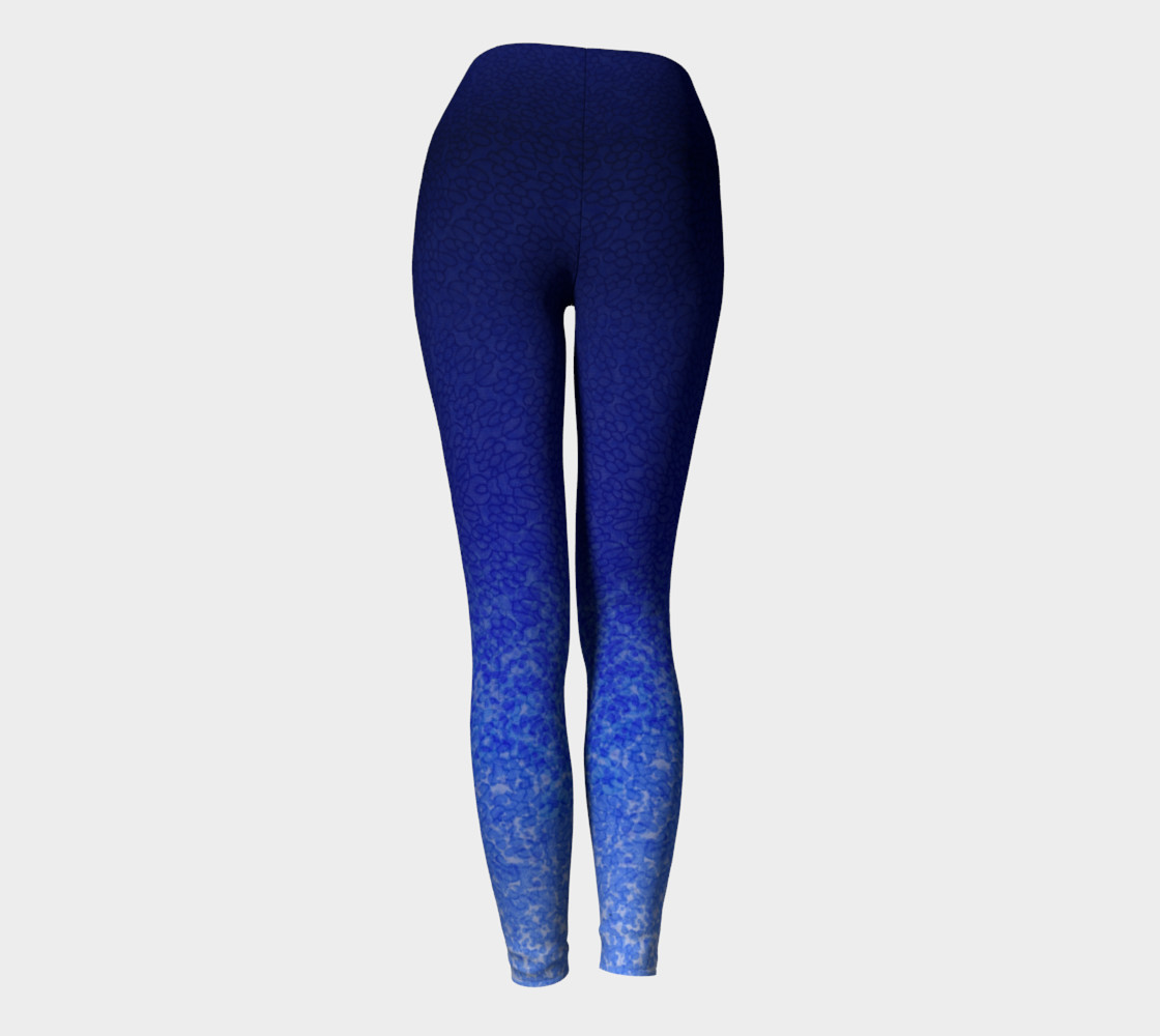 Blue Watercolor & Lace Speckle Pattern Leggings preview #4