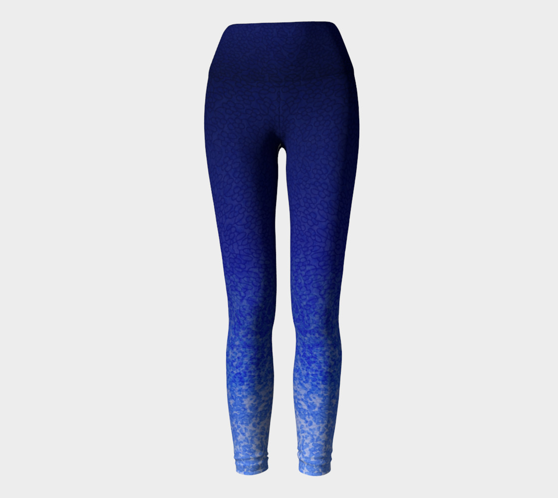 Blue Watercolor & Lace Speckle Pattern Leggings preview #2