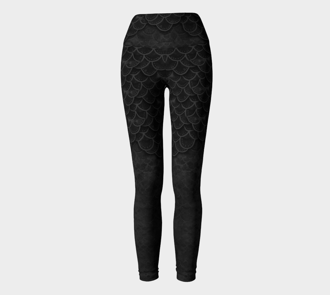Handpainted Gothic Mermaid Scales Yoga Pants preview #2