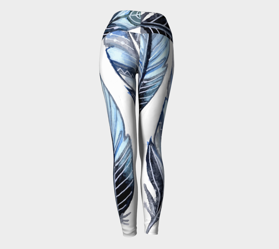 Blue Tribal Feather Yoga Pants preview #4