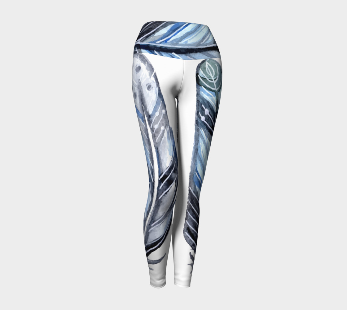 Blue Tribal Feather Yoga Pants preview #1