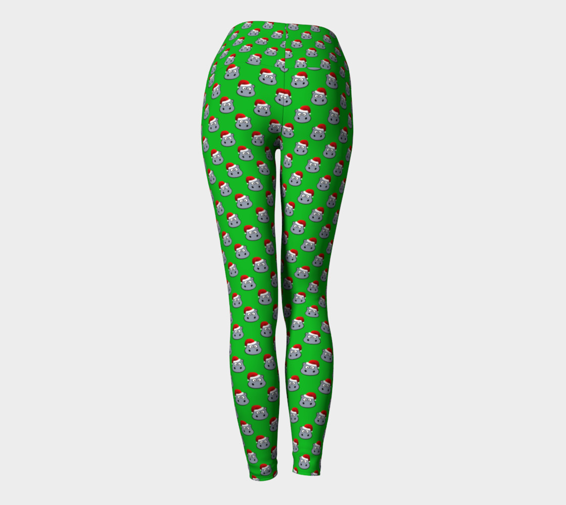 Santa Hippo-Green Yoga Leggings preview #4