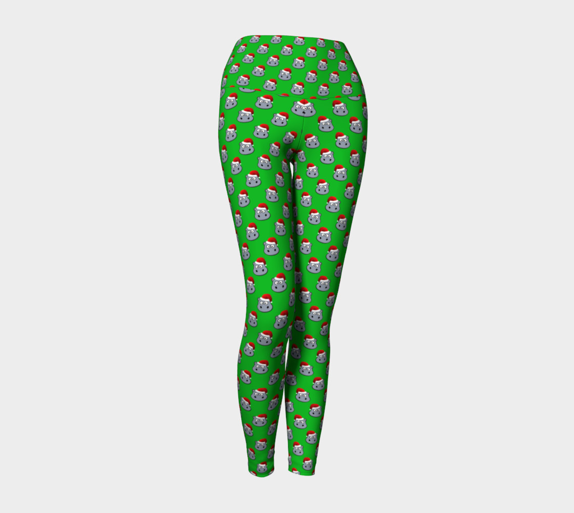 Santa Hippo-Green Yoga Leggings preview #1