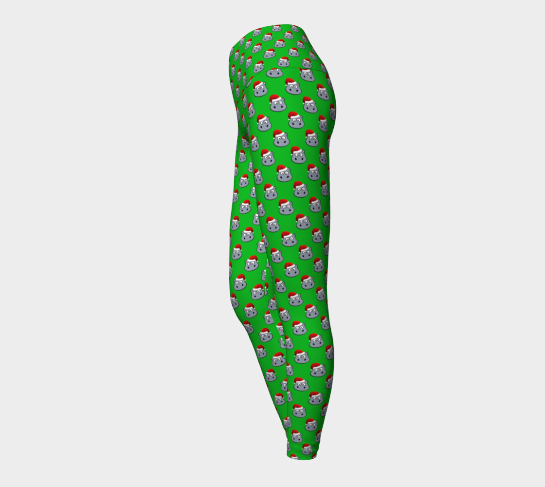 Santa Hippo-Green Yoga Leggings preview #3