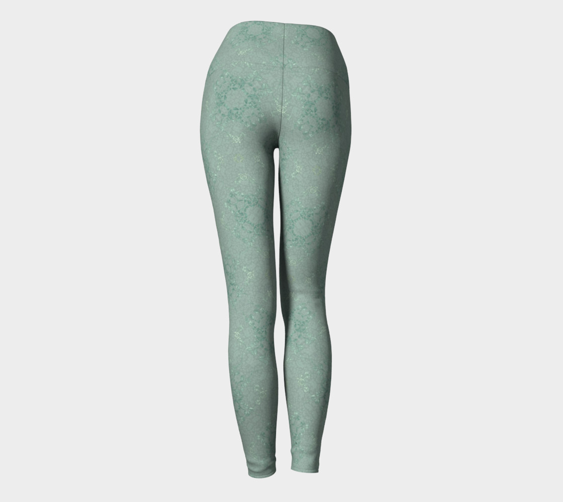 Vintage Green Roses Print Leggings preview #4