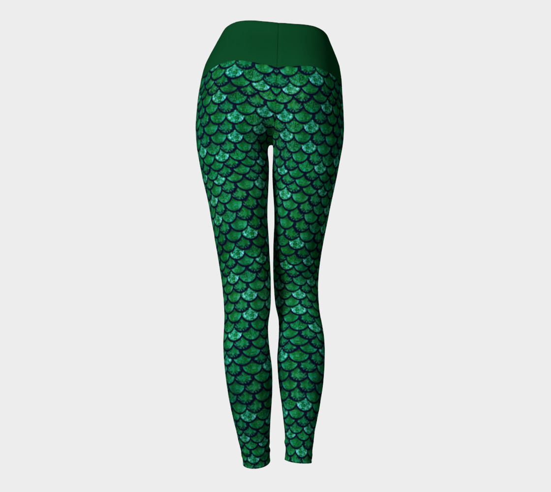 Green Glitter Scale Mermaid Yoga Pants preview #4