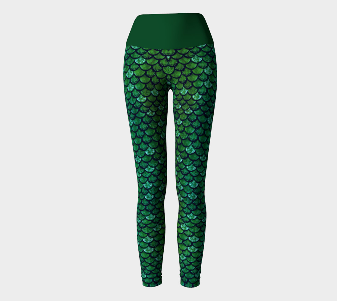 Green Glitter Scale Mermaid Yoga Pants preview #2