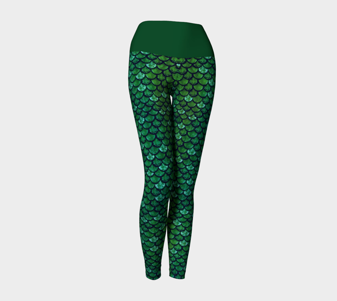 Green Glitter Scale Mermaid Yoga Pants preview #1
