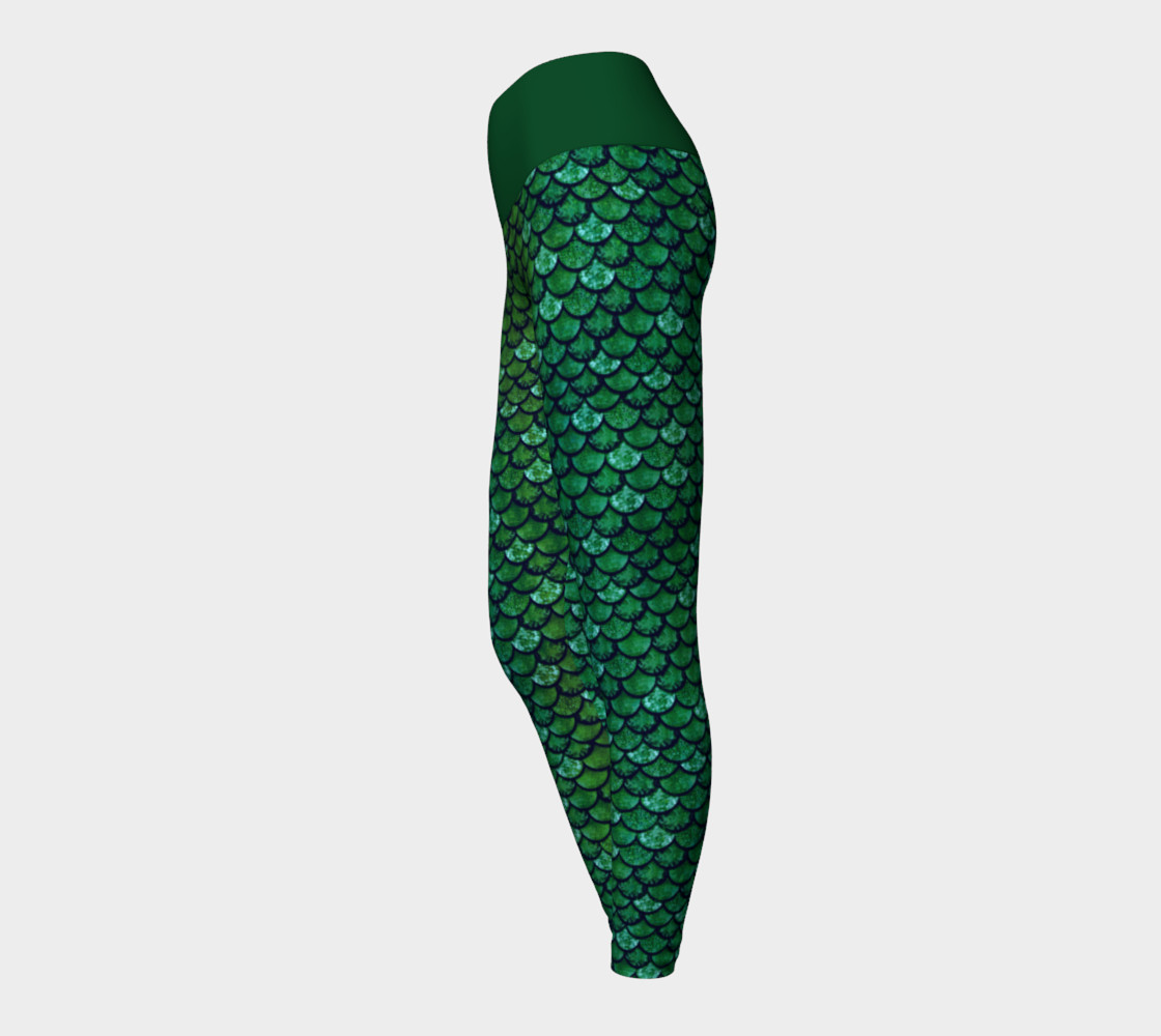 Green Glitter Scale Mermaid Yoga Pants preview #3
