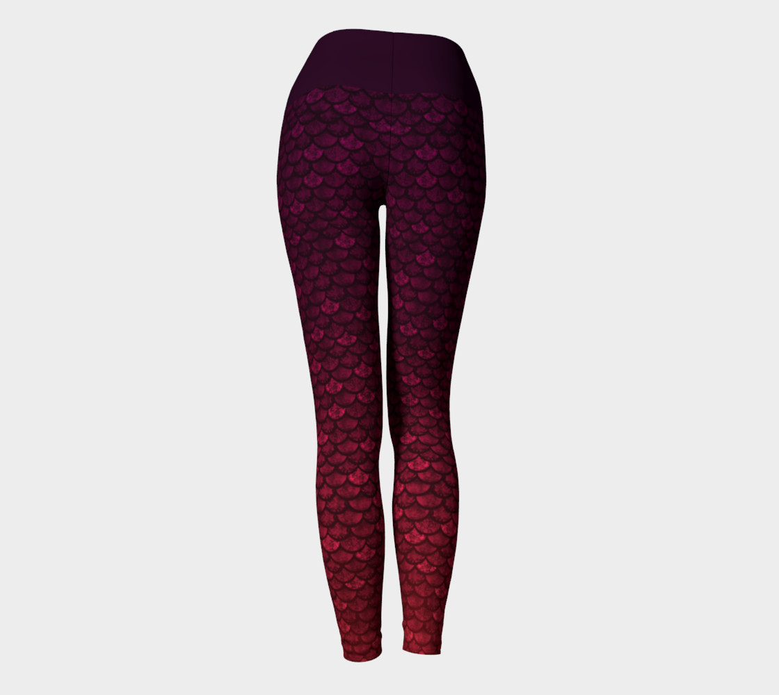 Glitterfish Glam Red/Purple Ombre Mermaid Scale Yoga Pants preview #4
