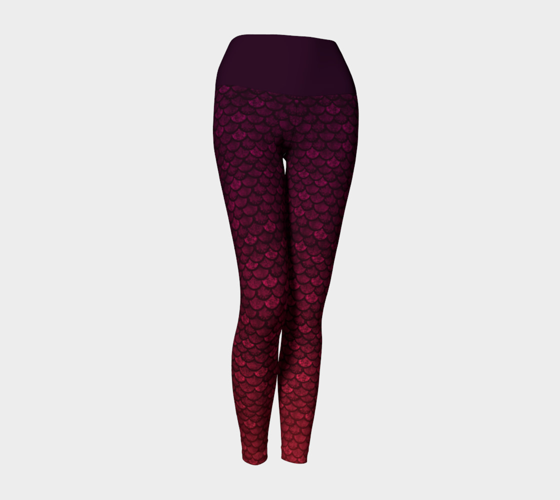 Glitterfish Glam Red/Purple Ombre Mermaid Scale Yoga Pants preview #1