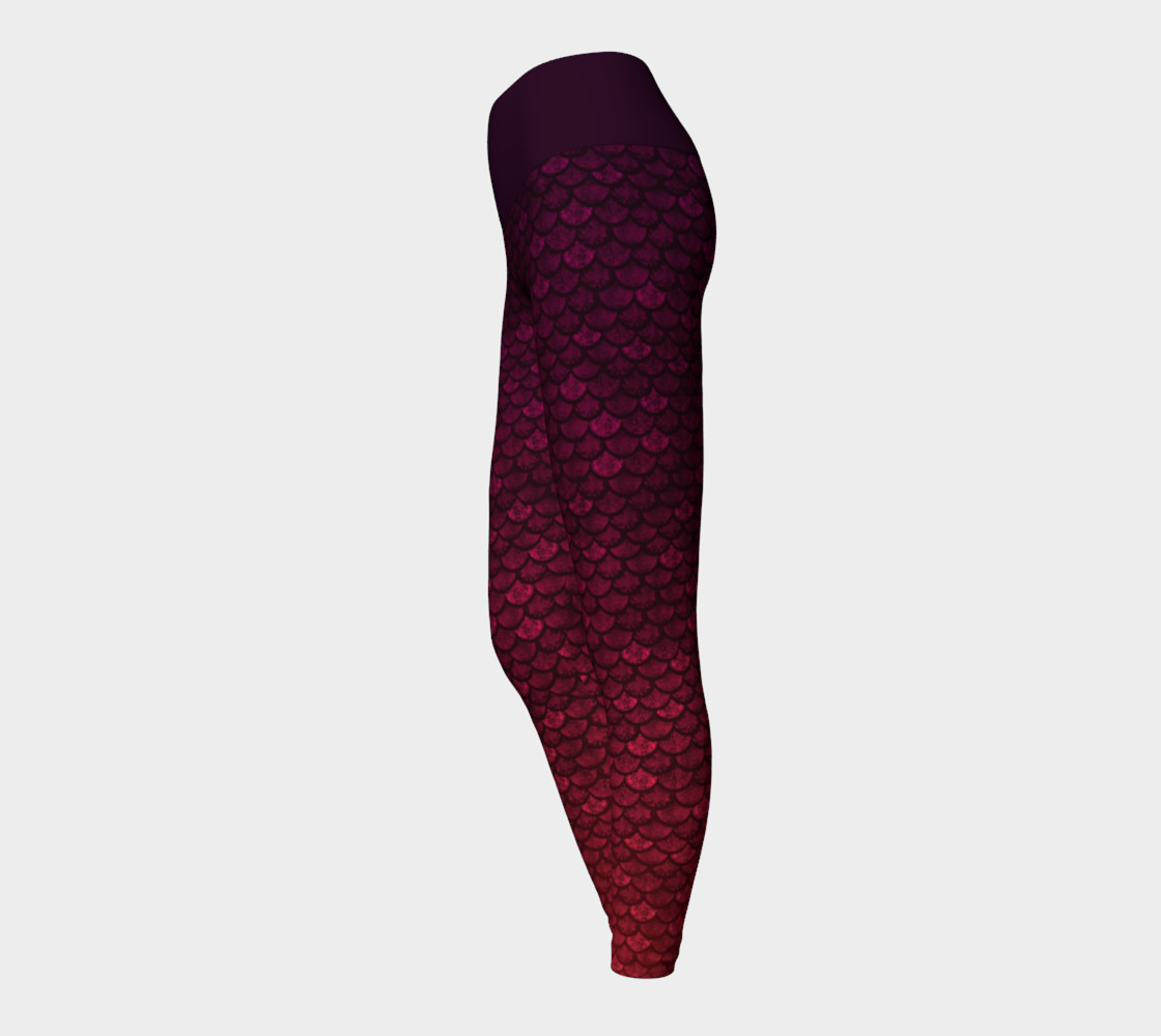 Glitterfish Glam Red/Purple Ombre Mermaid Scale Yoga Pants preview #3