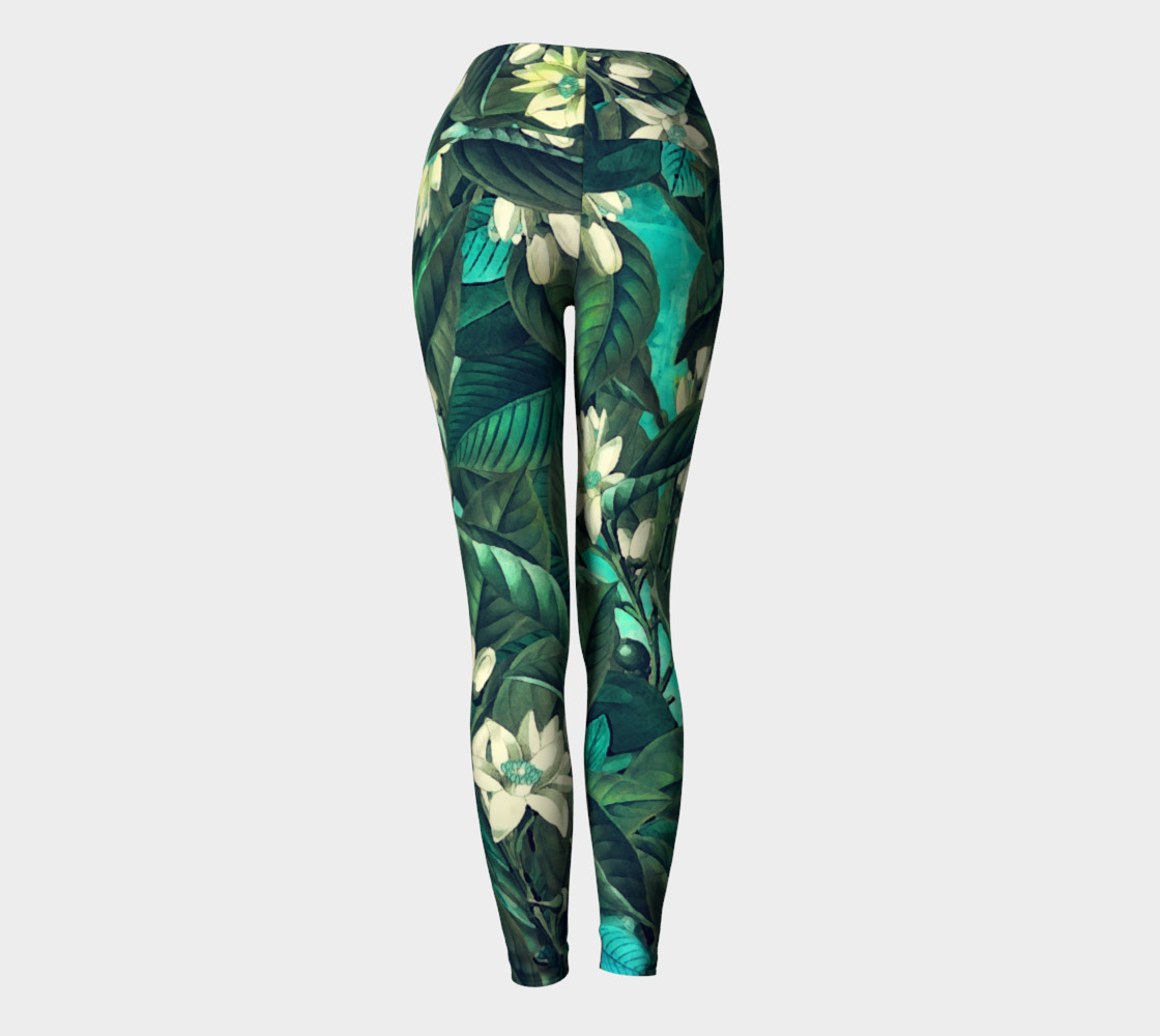 yoga leggings green flowers preview #4