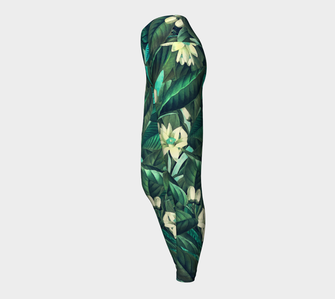 yoga leggings green flowers preview #3
