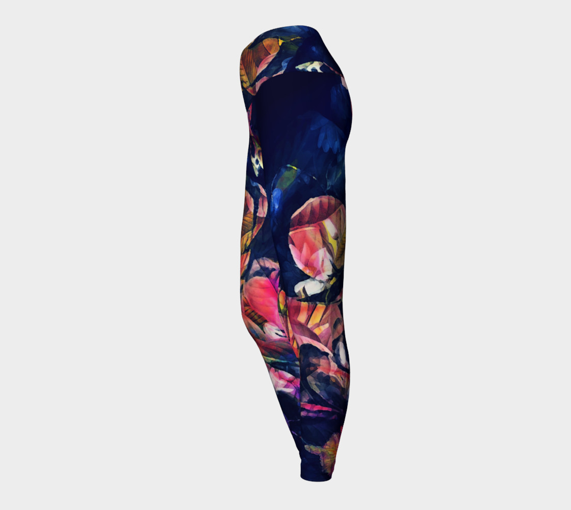 yoga leggings dar rose flowers preview #3
