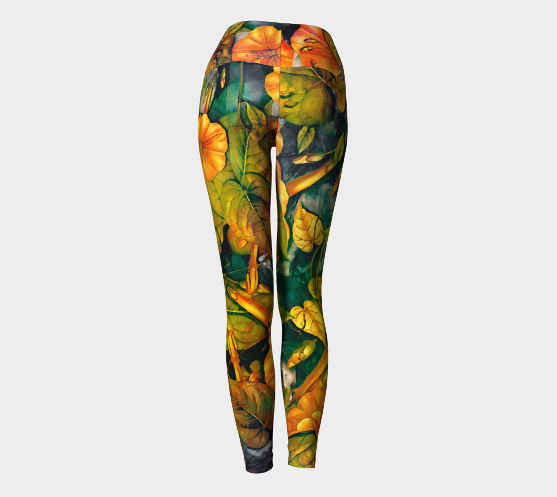 yoga leggings orange flowers preview #4