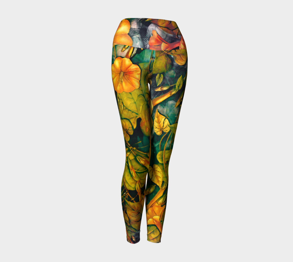 yoga leggings orange flowers preview #1
