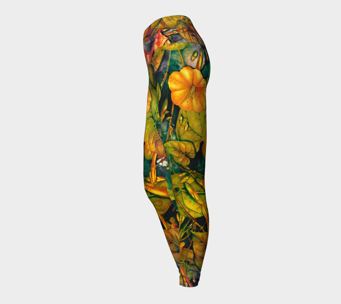 yoga leggings orange flowers preview #3
