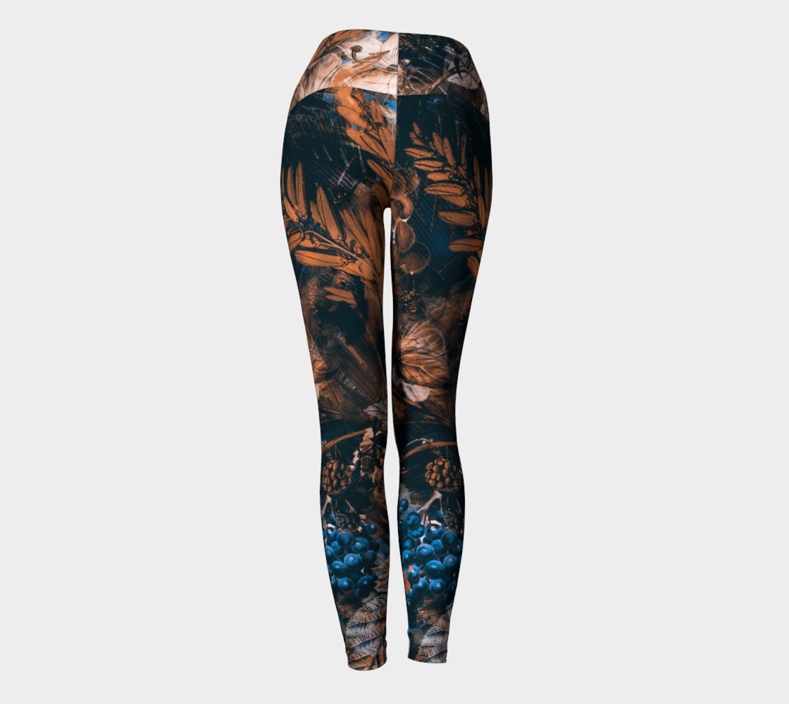 yoga leggings dark fruits flowers preview #4
