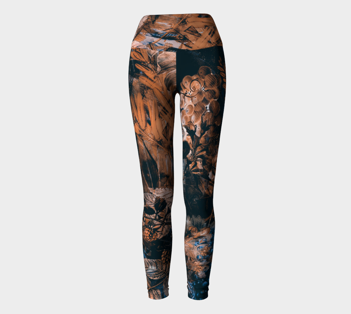 yoga leggings dark fruits flowers preview #2