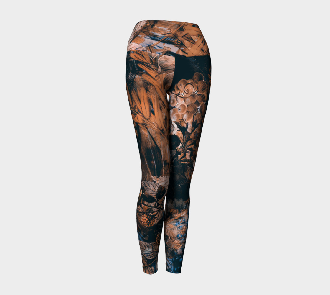 yoga leggings dark fruits flowers preview #1