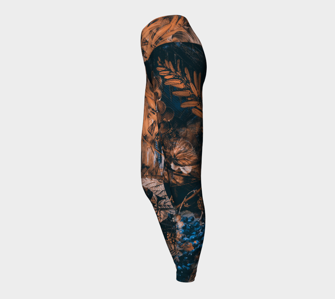 yoga leggings dark fruits flowers preview #3
