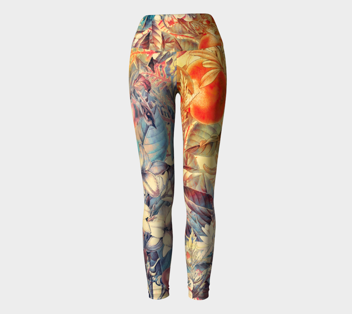 yoga leggings orange fruits flowers preview #2