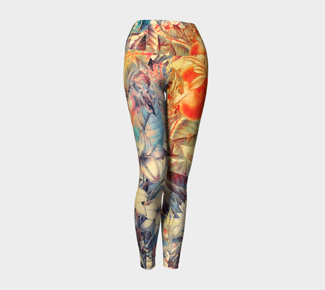 yoga leggings orange fruits flowers preview #1