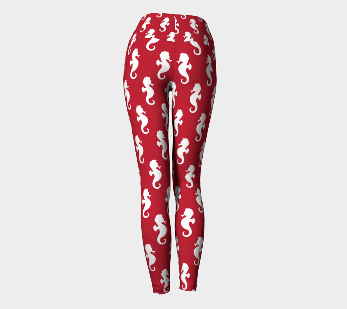 Seahorses - White Seahorses on Red Background preview #4