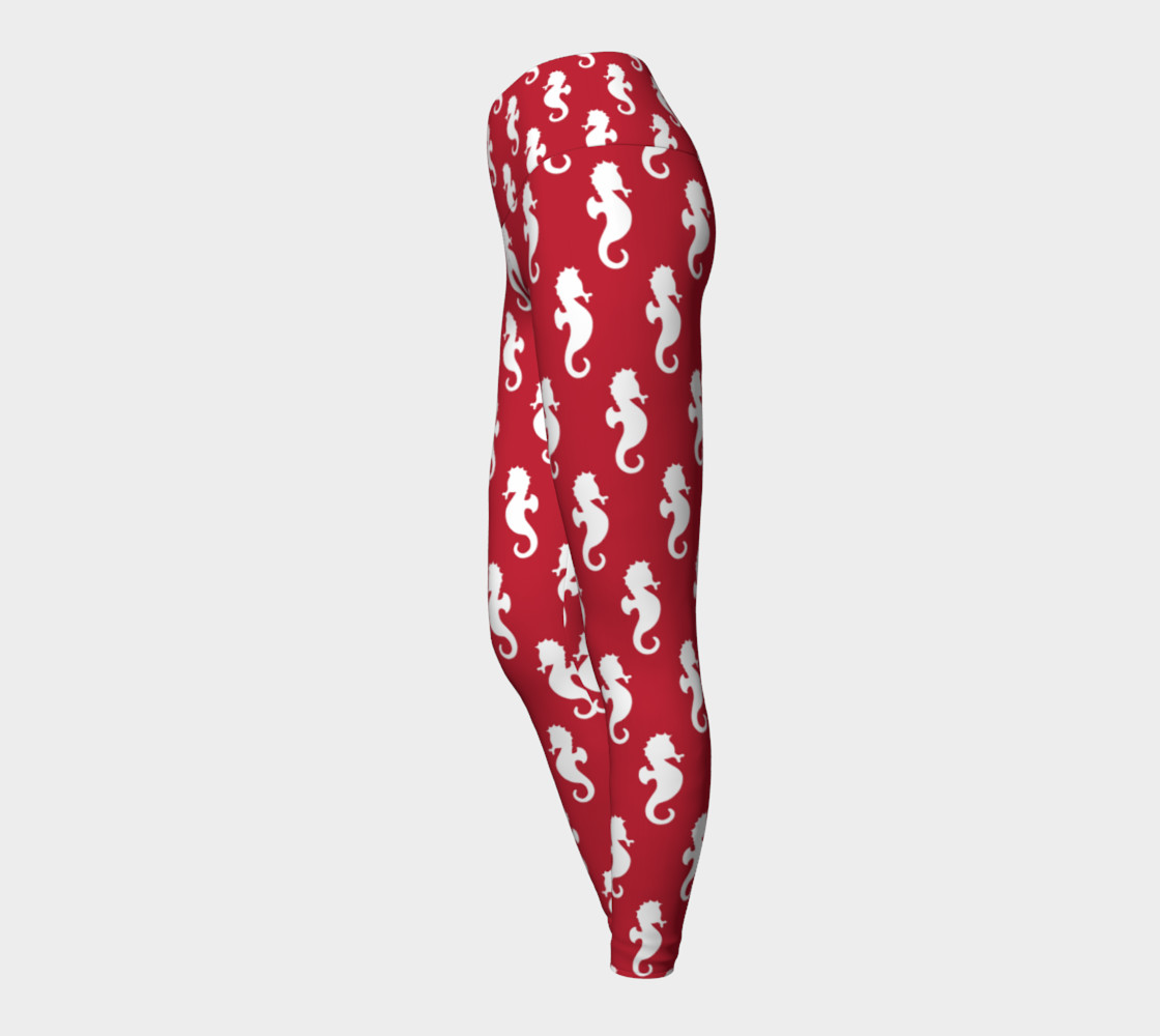 Seahorses - White Seahorses on Red Background preview #3