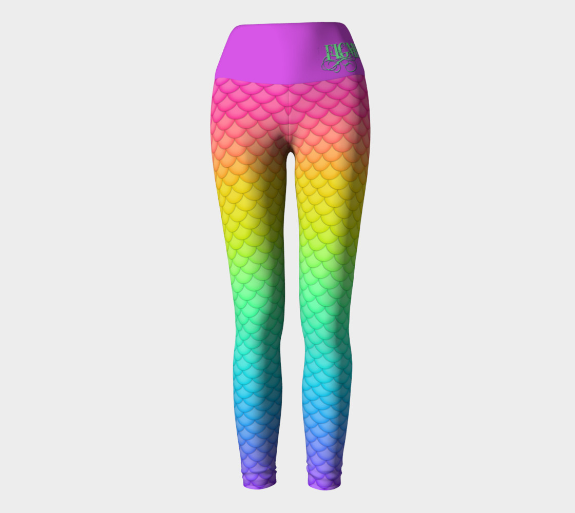 Neon Mermaid Yoga Leggings preview #2