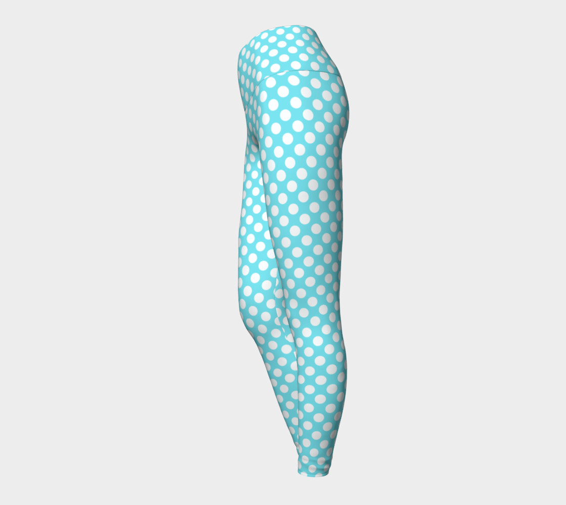 Polka Dots Pattern-Blue Yoga Leggings preview #3