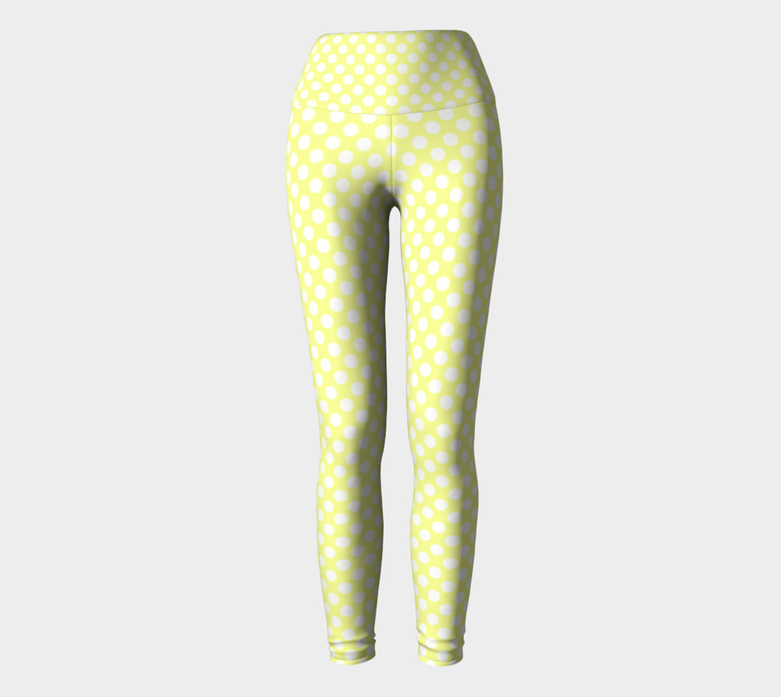 Polka Dots Pattern-Yellow Yoga Leggings preview #2