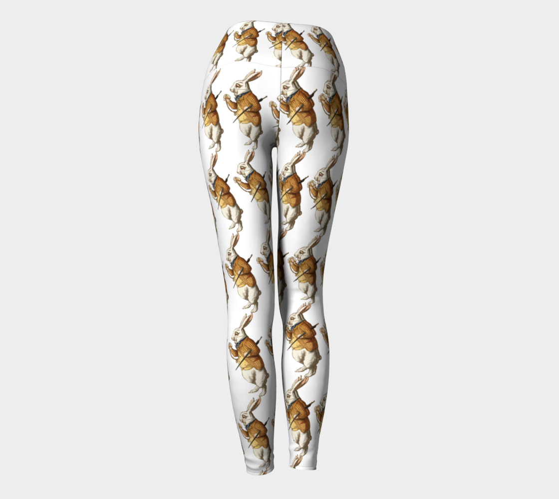 White Rabbit in Color from Alice Adventures in Wonderland Pattern Yoga Leggings preview #4