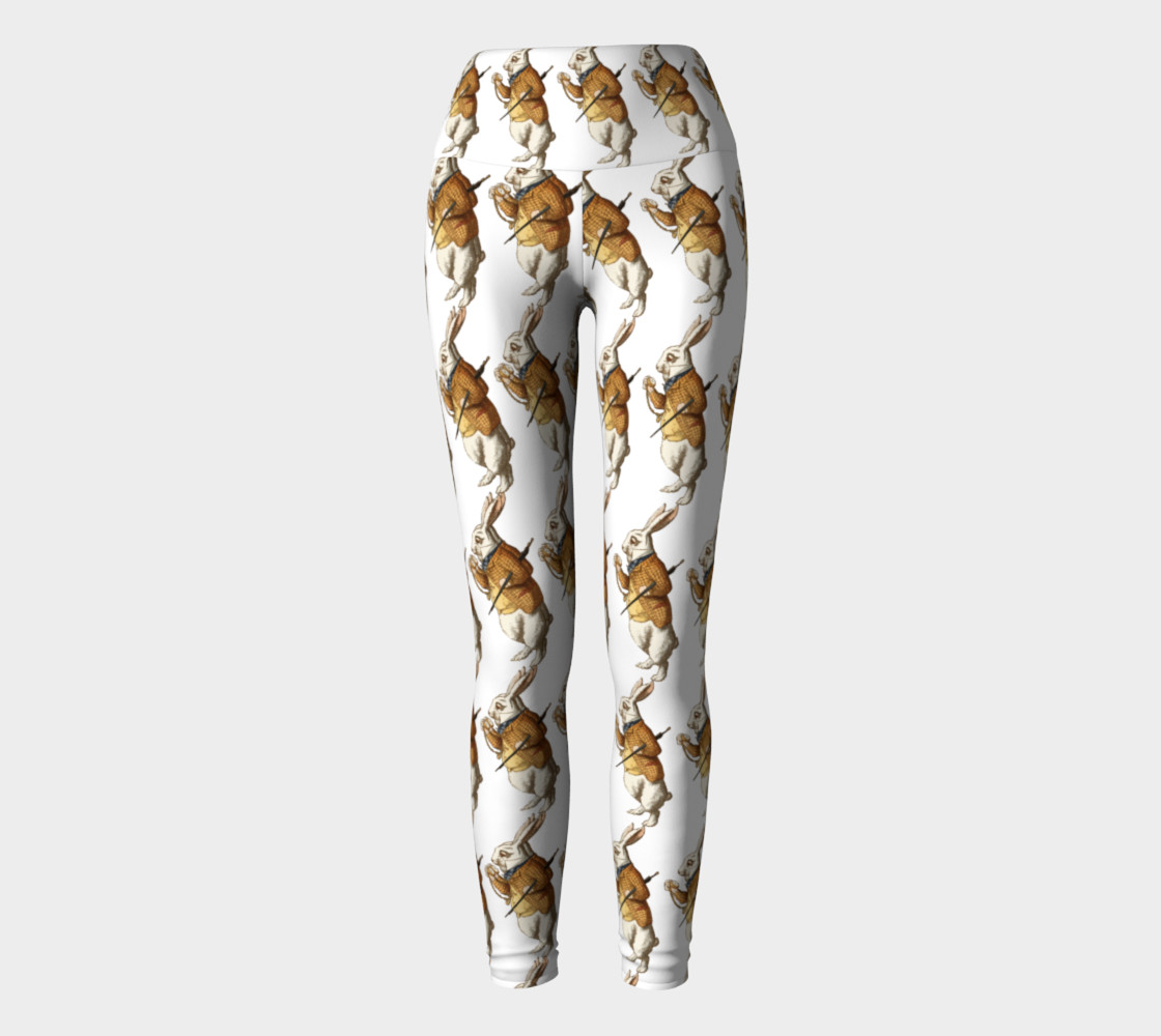 White Rabbit in Color from Alice Adventures in Wonderland Pattern Yoga Leggings preview #2