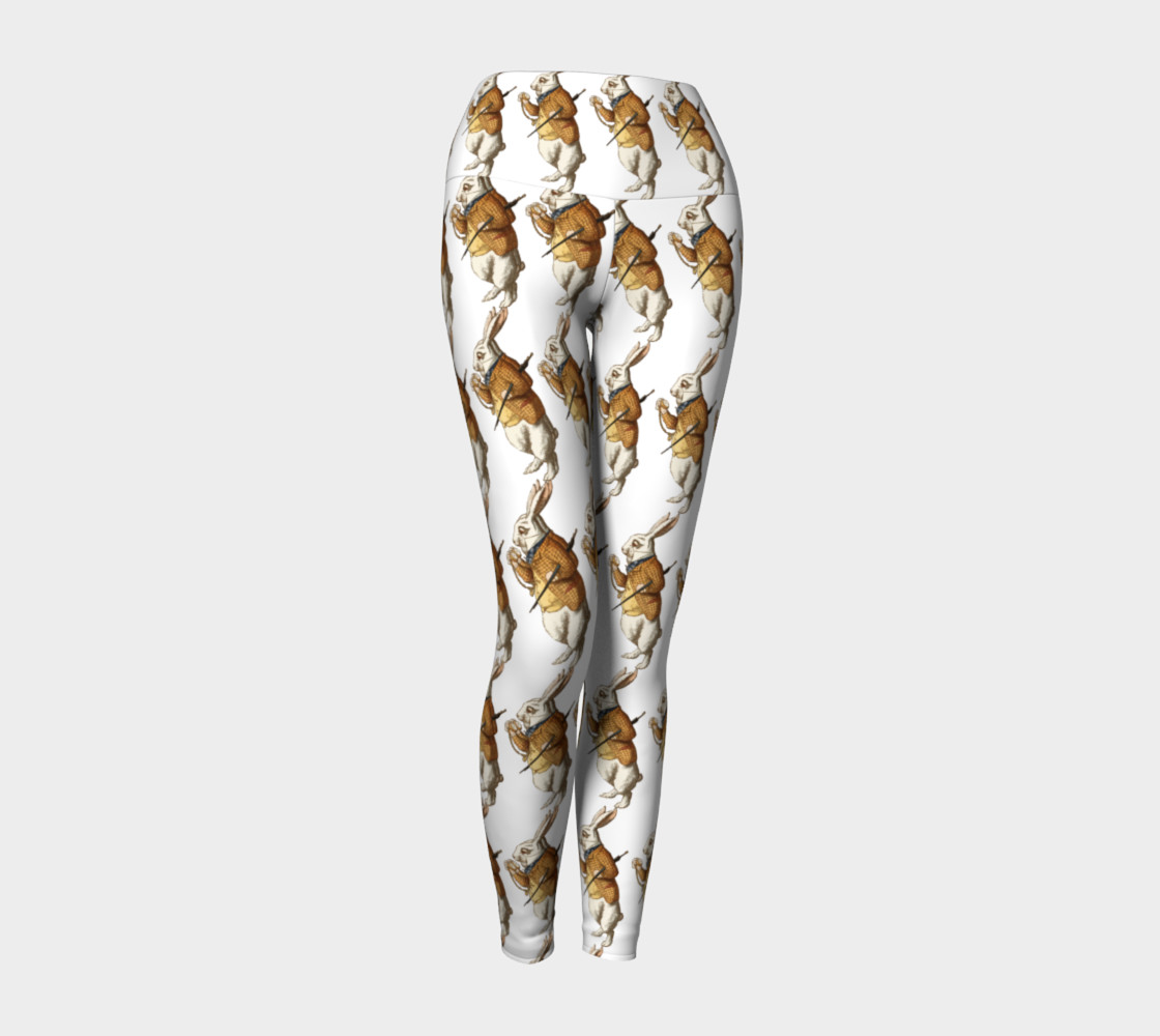White Rabbit in Color from Alice Adventures in Wonderland Pattern Yoga Leggings preview #1