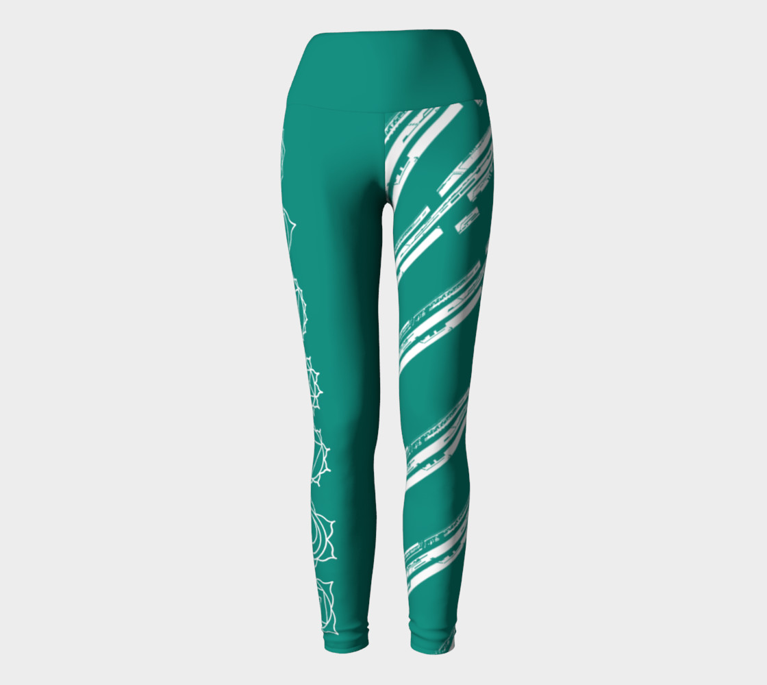Chakra Line turquoise and white yoga pants leggings preview #2