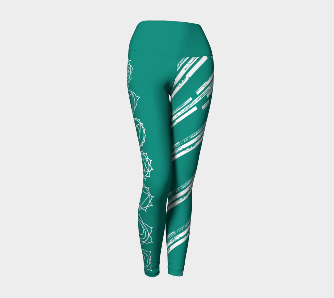 Chakra Line turquoise and white yoga pants leggings preview #1