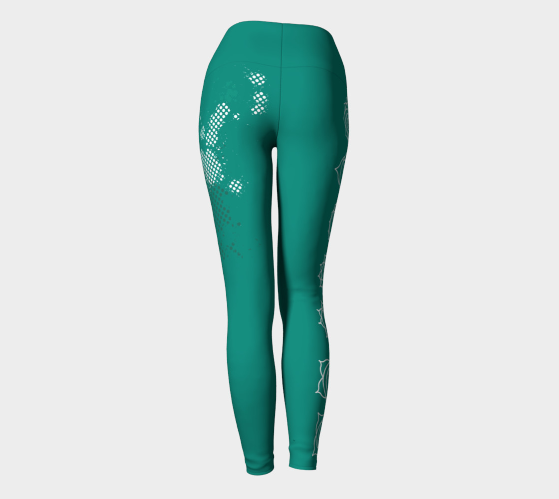 chakra paint splatter white and turquoise yoga pants leggings preview #4