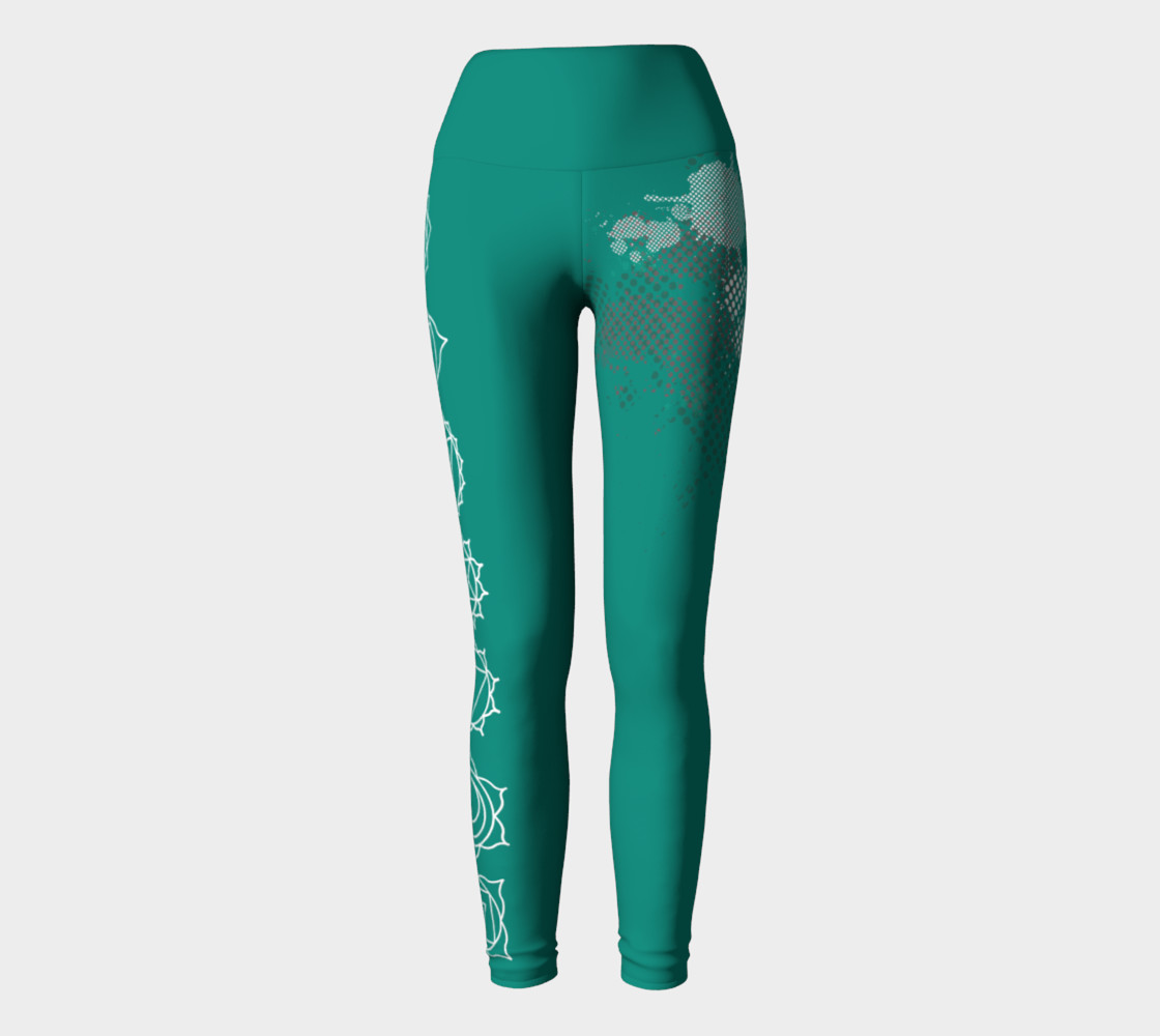 chakra paint splatter white and turquoise yoga pants leggings preview #2