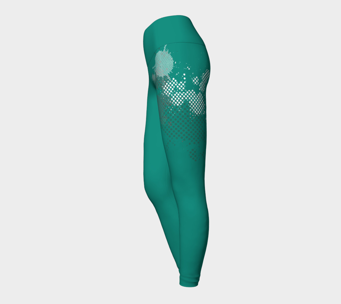chakra paint splatter white and turquoise yoga pants leggings preview #3