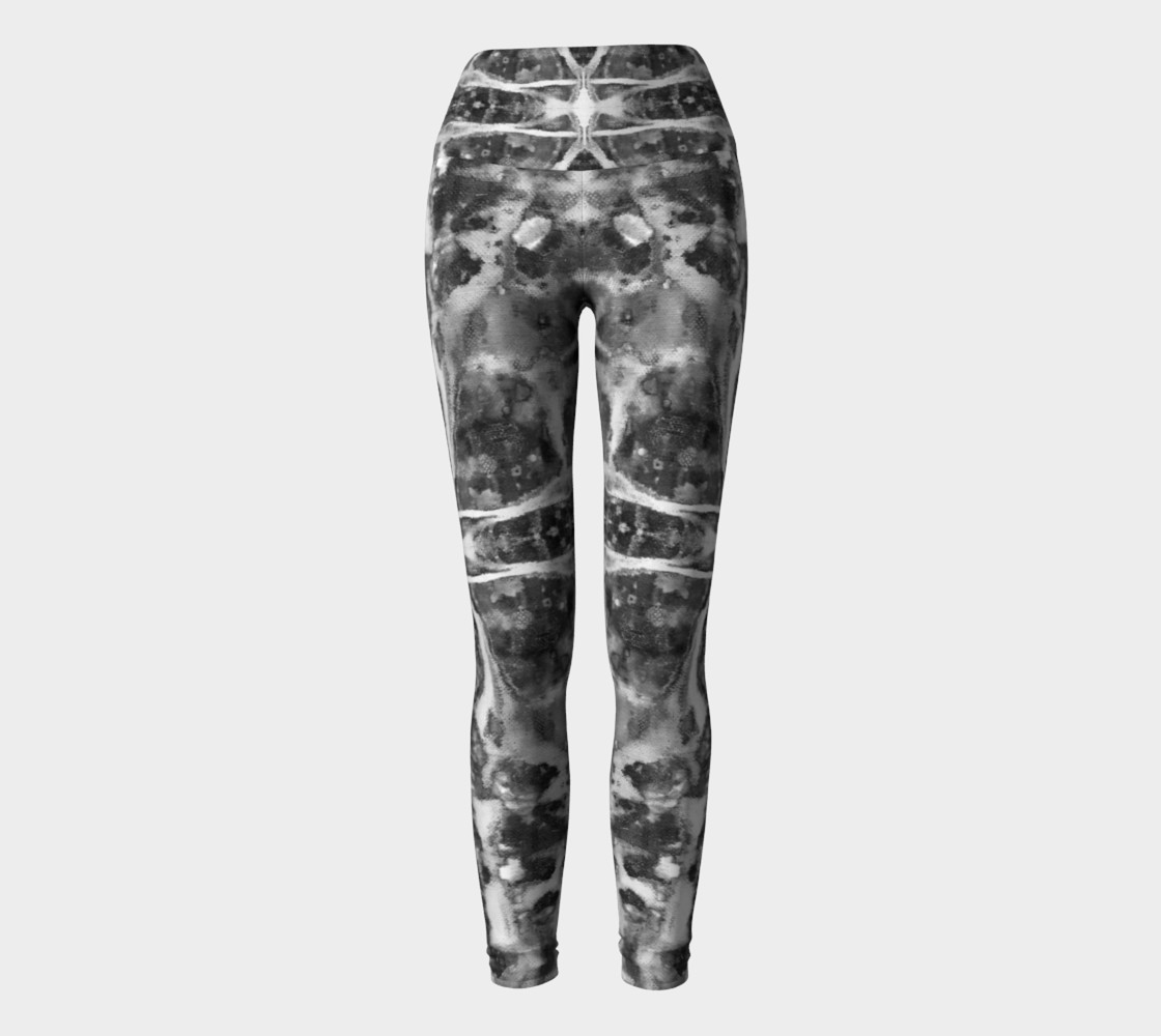 Marble Cross Medallion - Black & White Yoga Leggings preview #2