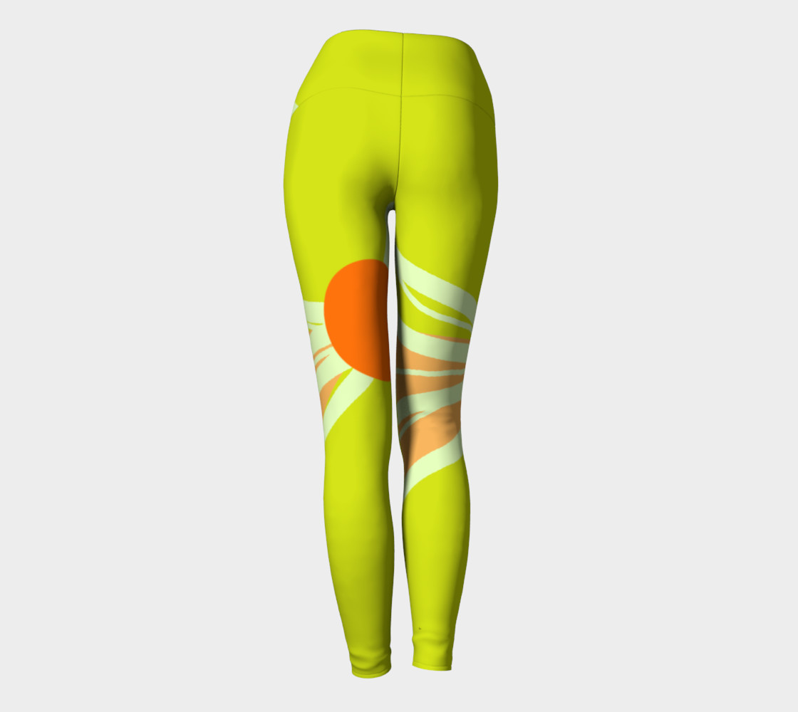 Abstract Yoga Leggings Lime Green and Peach preview #4