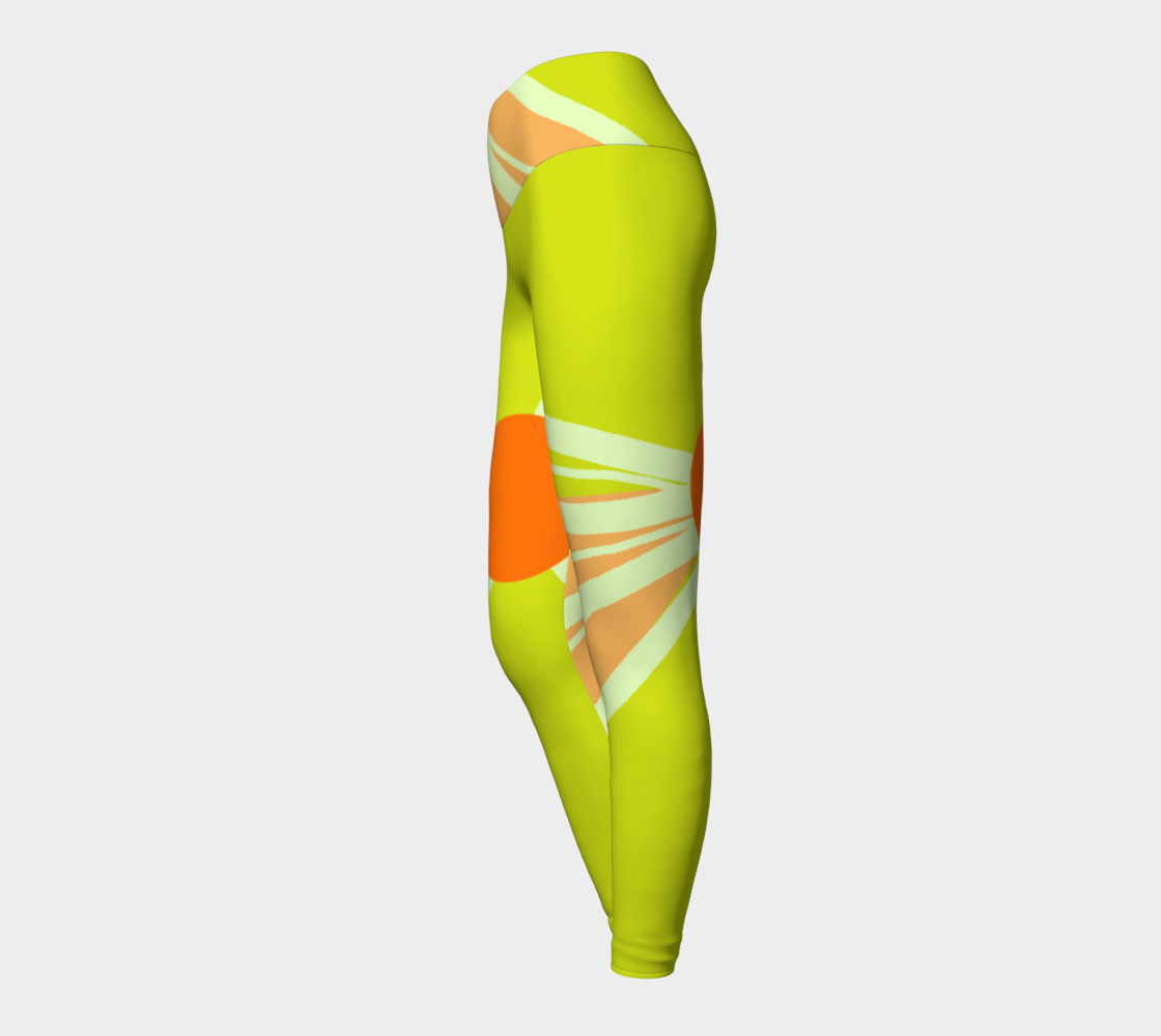 Abstract Yoga Leggings Lime Green and Peach preview #3