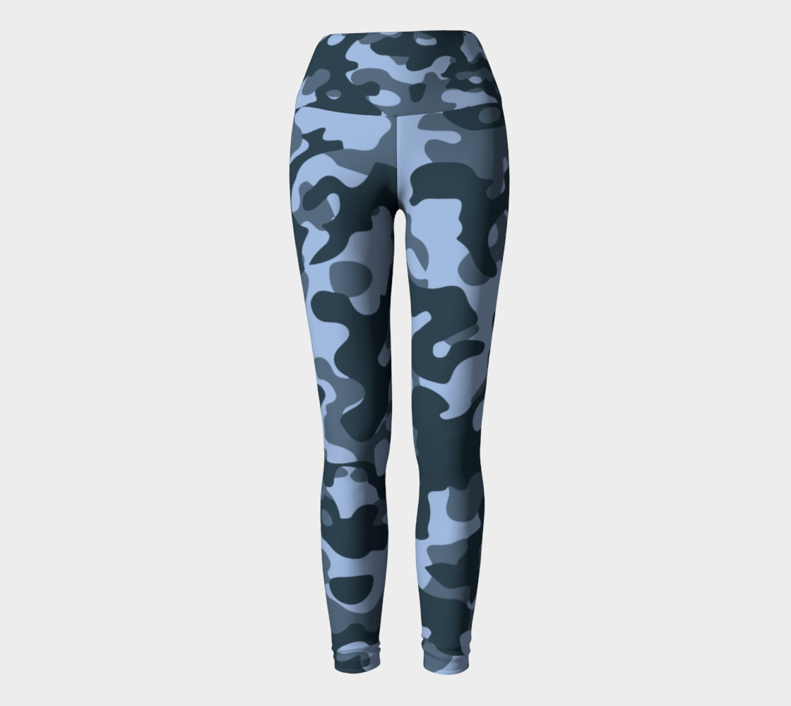 Blue Camouflage Yoga Leggings preview #2