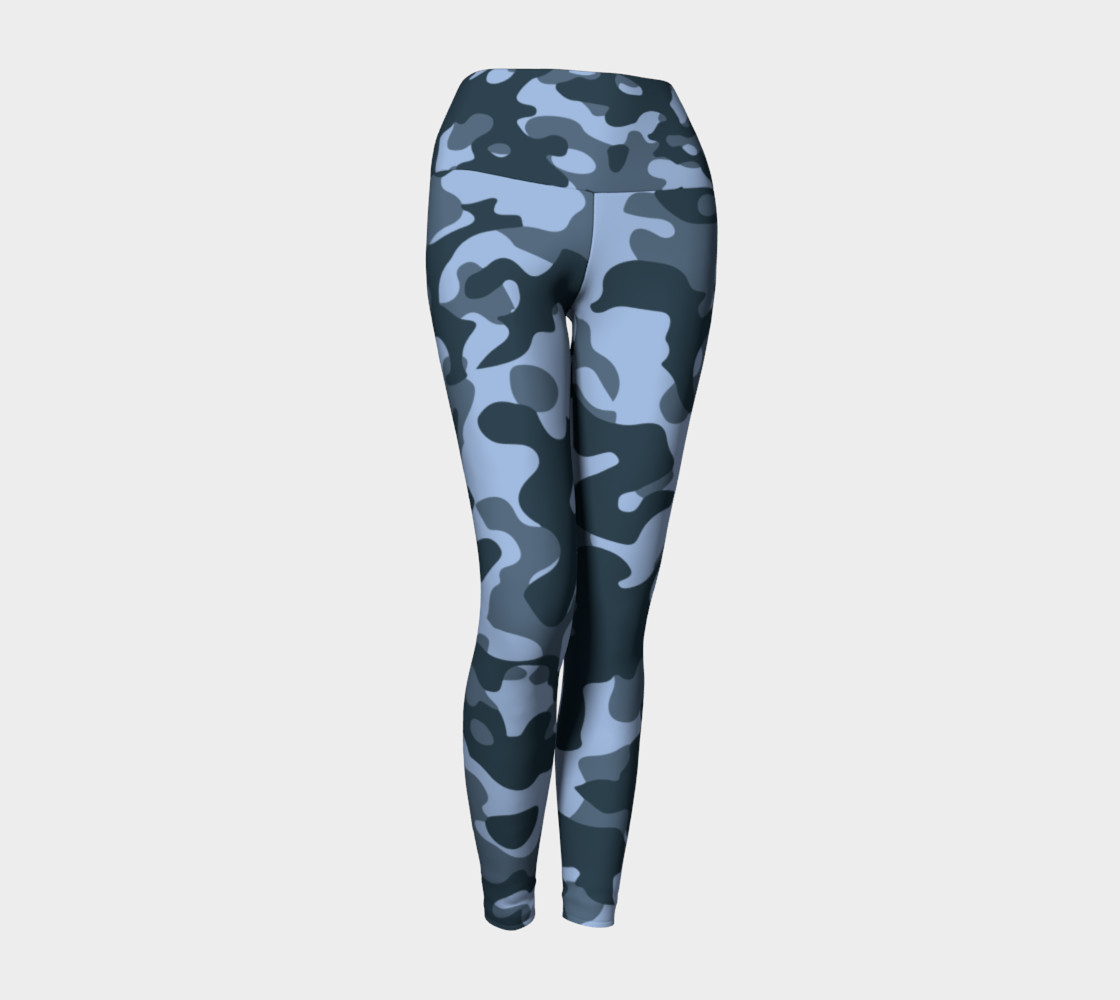 Blue Camouflage Yoga Leggings 3D preview