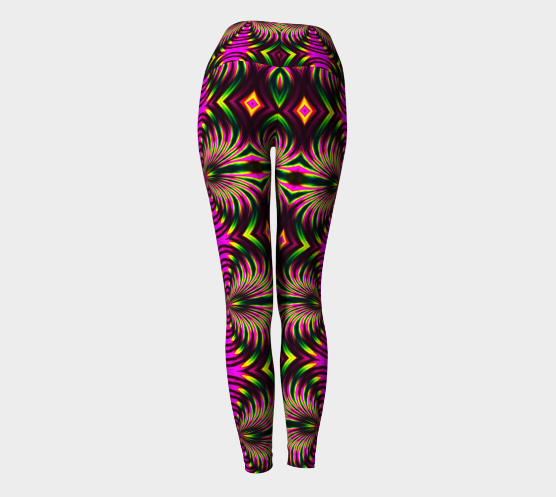 Psychedelic Flamingo Yoga Leggings preview #4