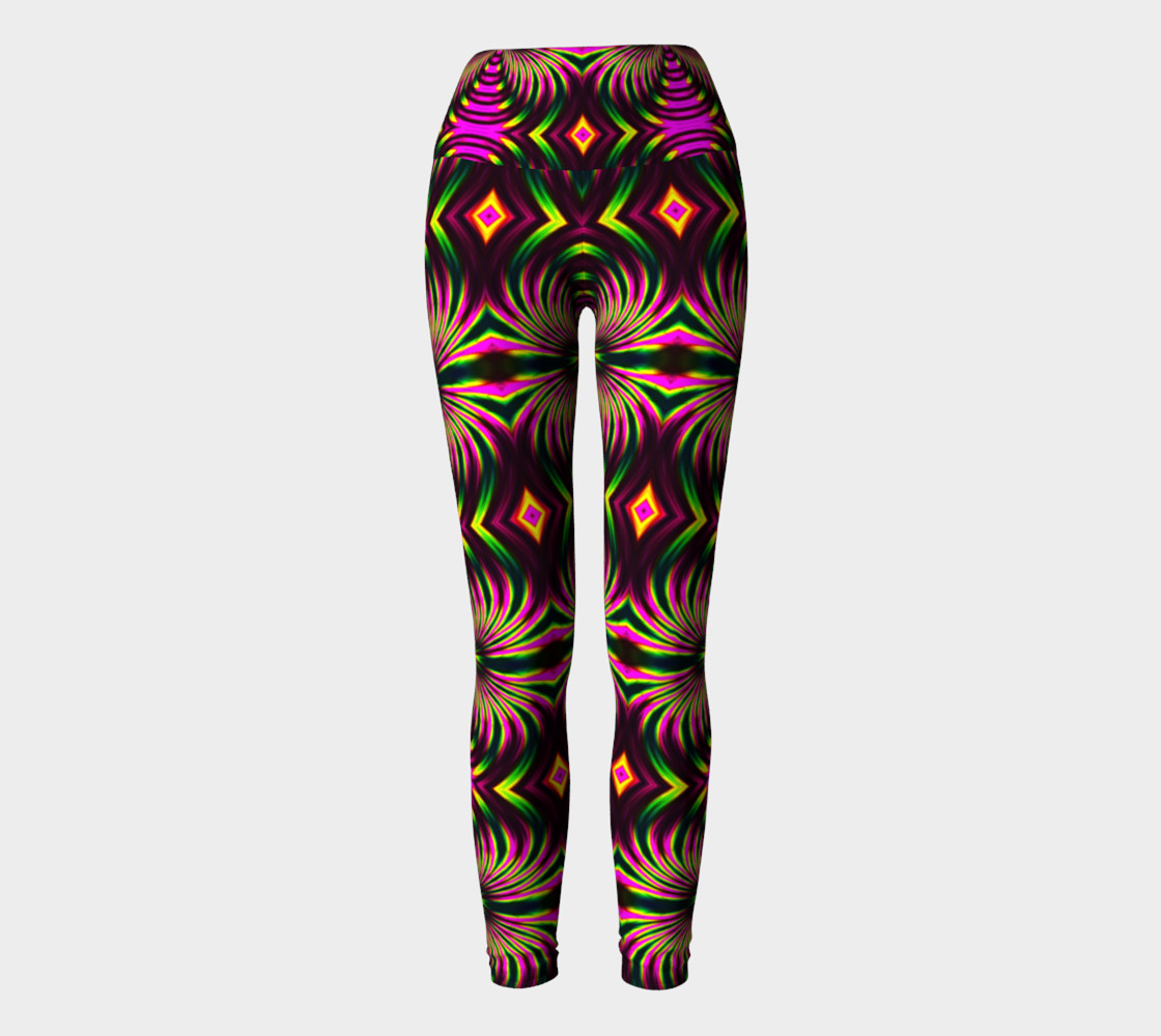 Psychedelic Flamingo Yoga Leggings preview #2