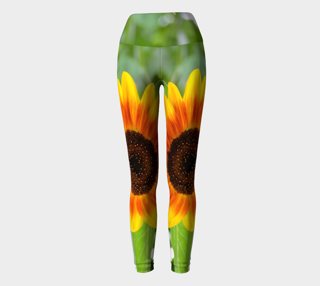 Summertime Sunflower Yoga Leggings preview #2